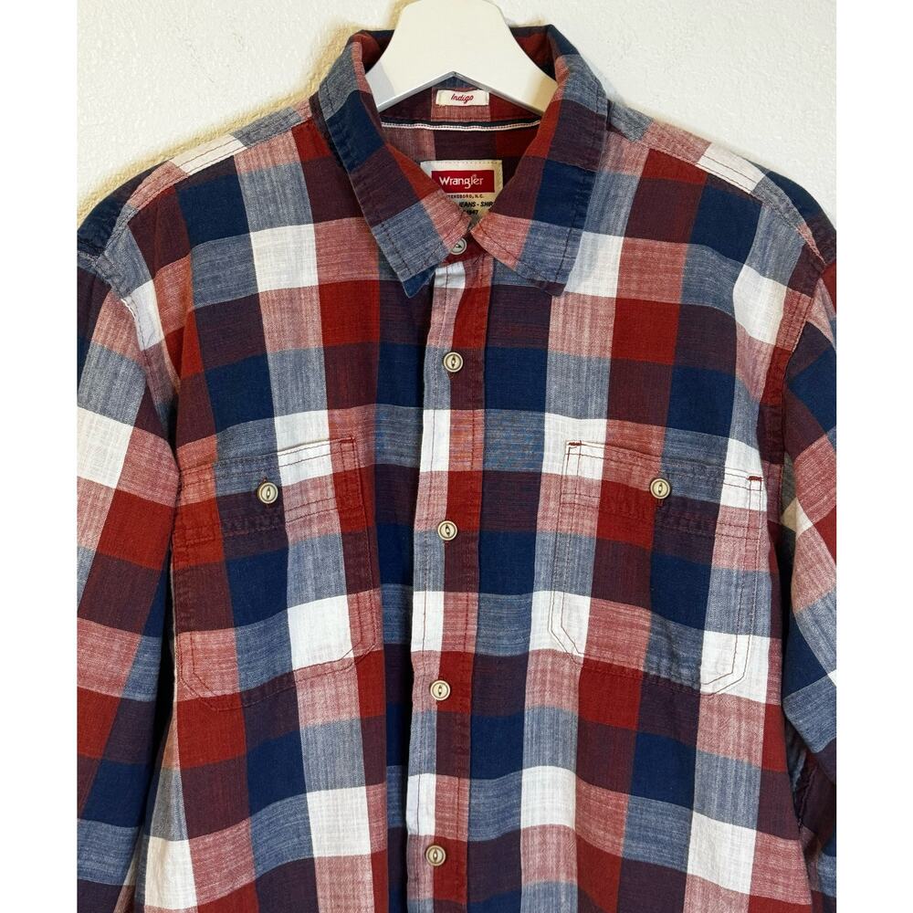 Wrangler Indigo Men’s Long Sleeve Shirt Button-up‎ Size Large